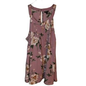 Torrid Size 0 (Large/12) Georgette Pleated Goddess Neck Tank Lavender w/ Florals
